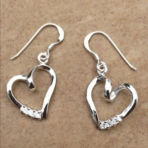 Jewelry - Sterling Silver 925 Cubic Zirconia Heart Earrings Jewelry - Sterling Silver 925 Cubic Zirconia Heart Earrings